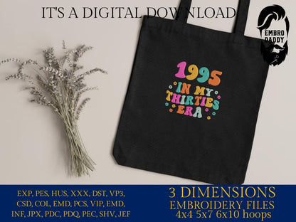 Machine Embroidery files, 1995 in my thirties era, embroidery files, PES, xxx, hus & more, embroidery files