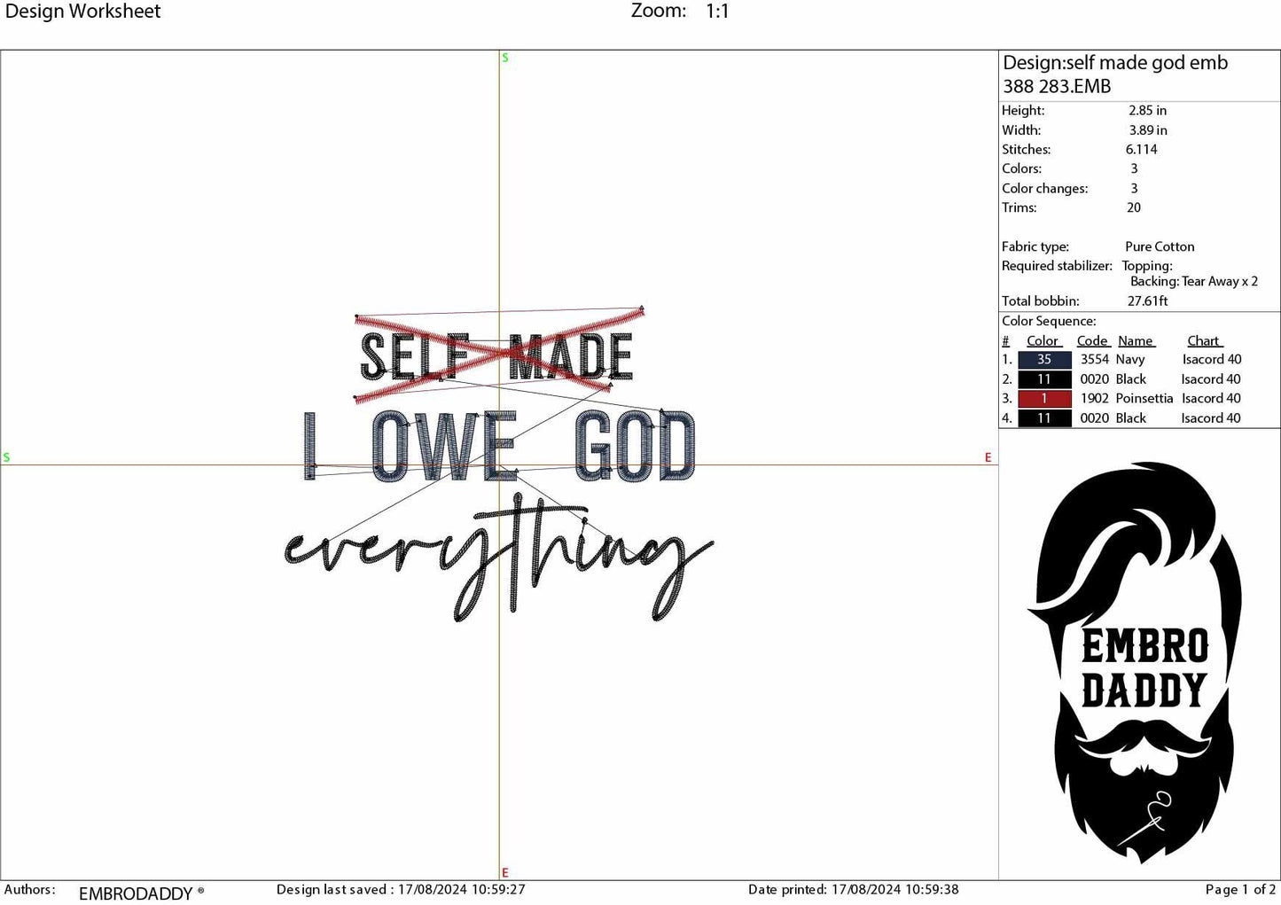 Machine Embroidery files, I owe God everything, PES, xxx, hus & more