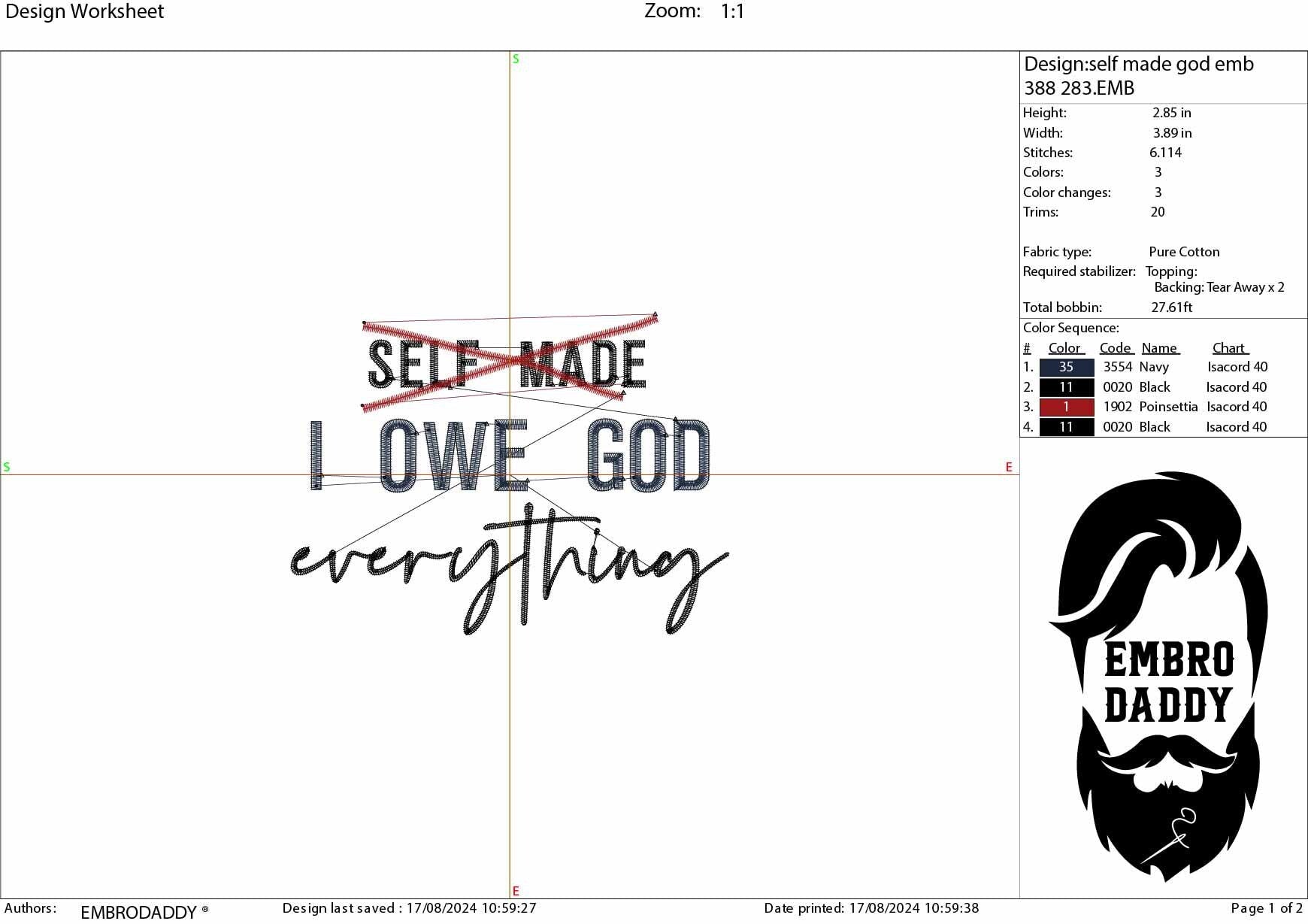 Machine Embroidery files, I owe God everything, PES, xxx, hus & more