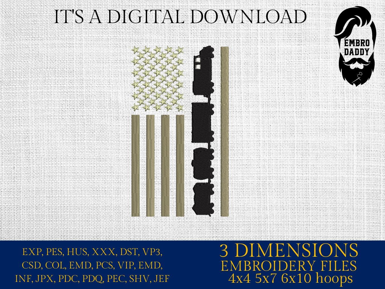 Machine Embroidery files, Train American Flag, Railroad, Conductor, Train, PES, dst, xxx hus & more