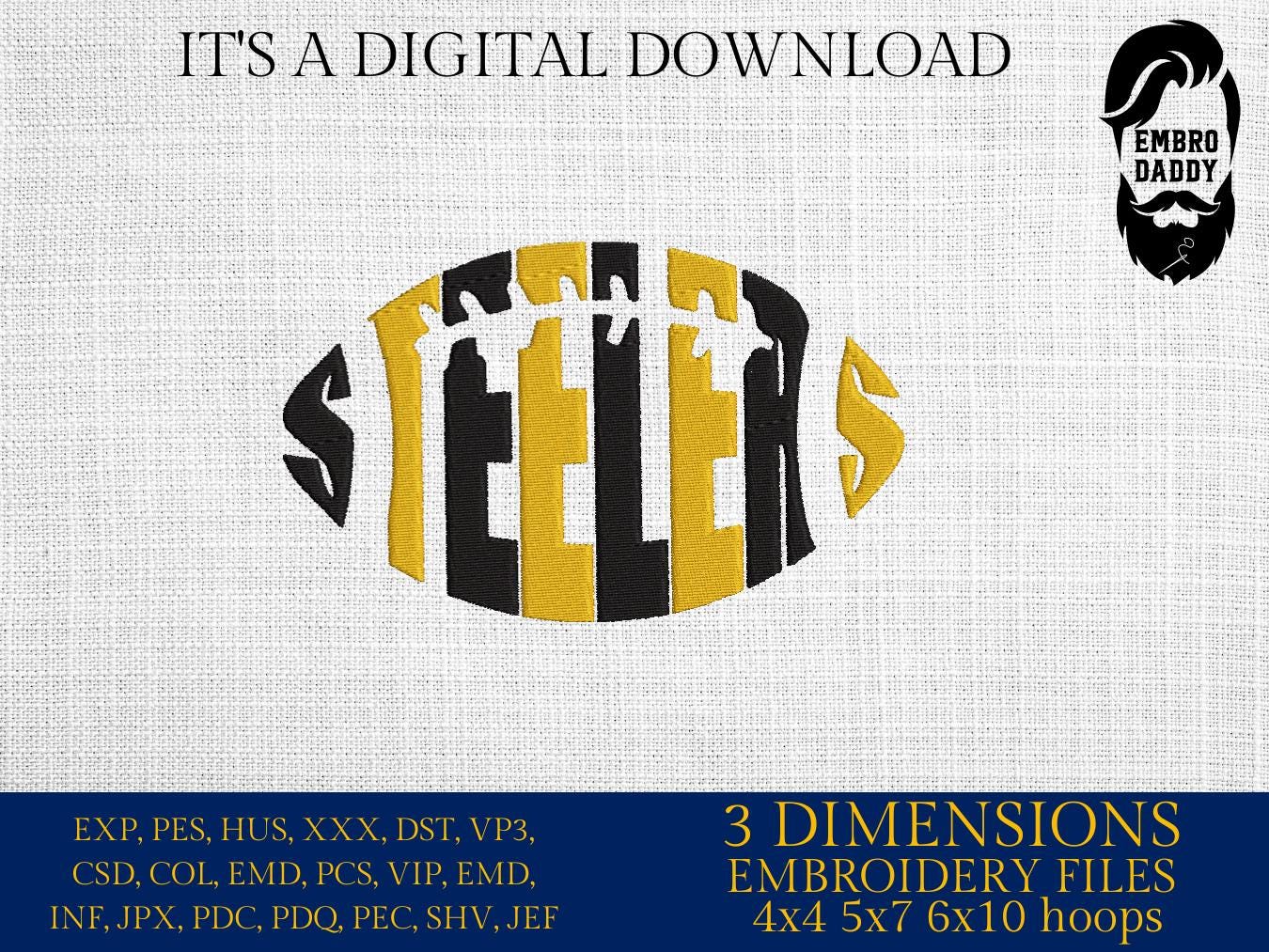 Machine Embroidery, Steelers embroidery design, football gift idea PES, xxx, hus & more, wedding, fan embroidery files