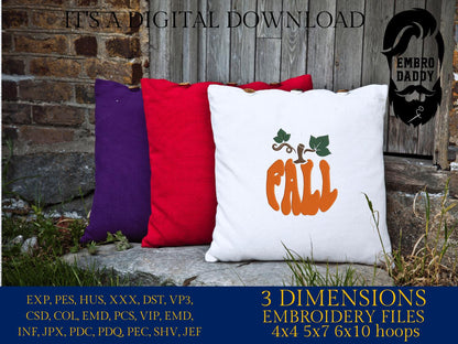 Machine Embroidery files, Pumpkin, Fall, PES, DST, xxx, hus & more