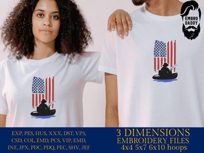 Machine Embroidery files, US Kayak Fishing, Kayaking, Fishing, Angling, PES, DST, xxx, hus & more