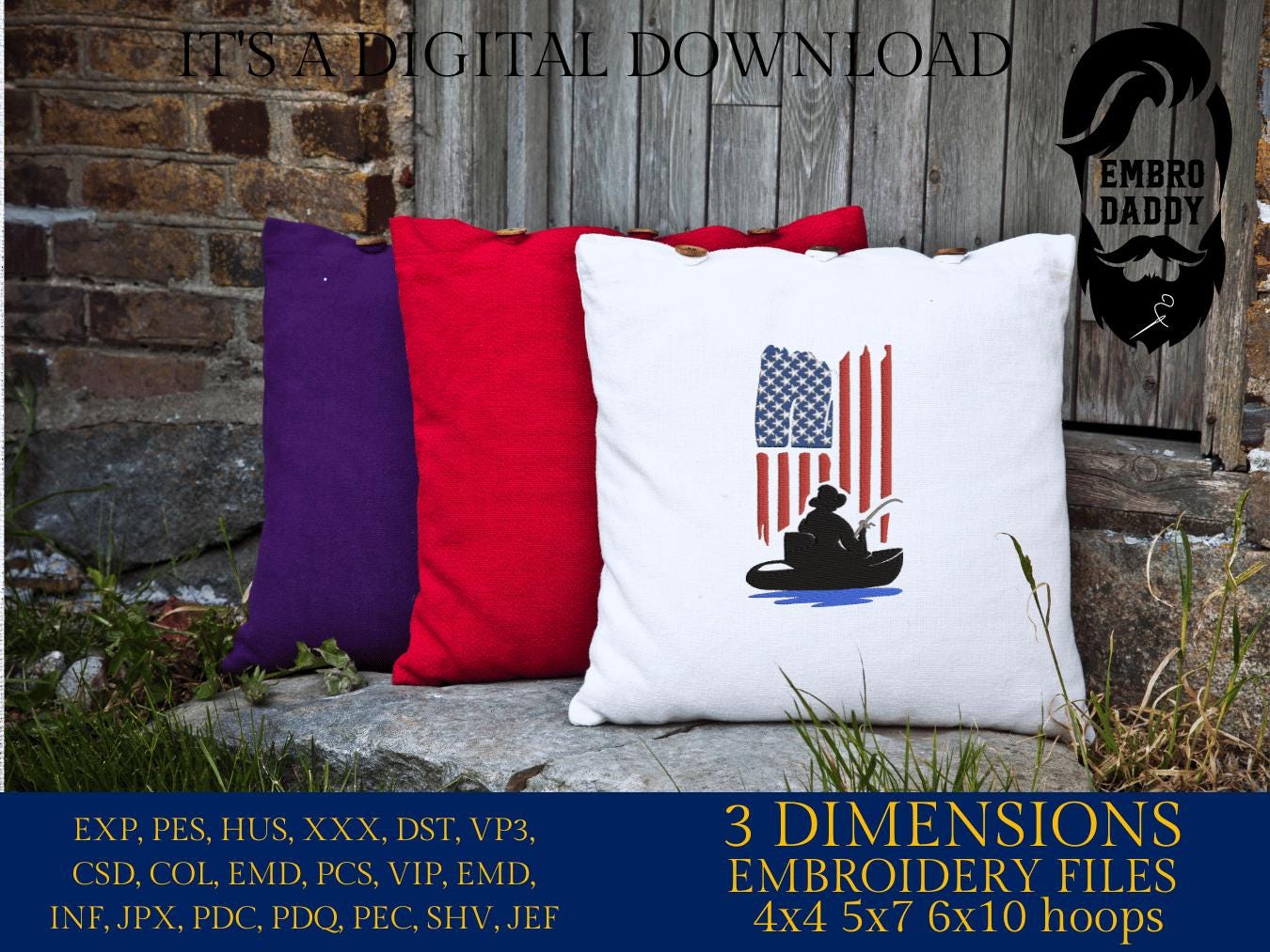 Machine Embroidery files, US Kayak Fishing, Kayaking, Fishing, Angling, PES, DST, xxx, hus & more