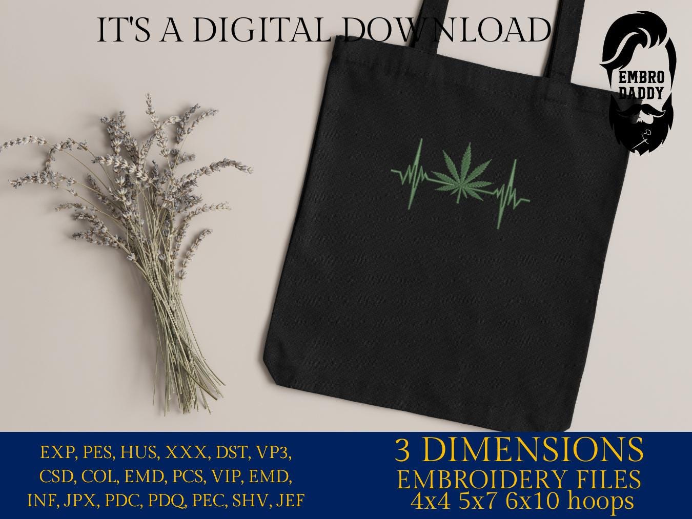 Machine Embroidery files, Funny Weed, heartbeat, Heart beat, EKG, Cannabis, Stoner, Smoking, dst, PES, xxx, hus & more