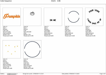 Machine Embroidery files, Pour Some Pumpkin On Me, Fall, Pumkin Season, Funny Halloween PES, DST, xxx, hus & more
