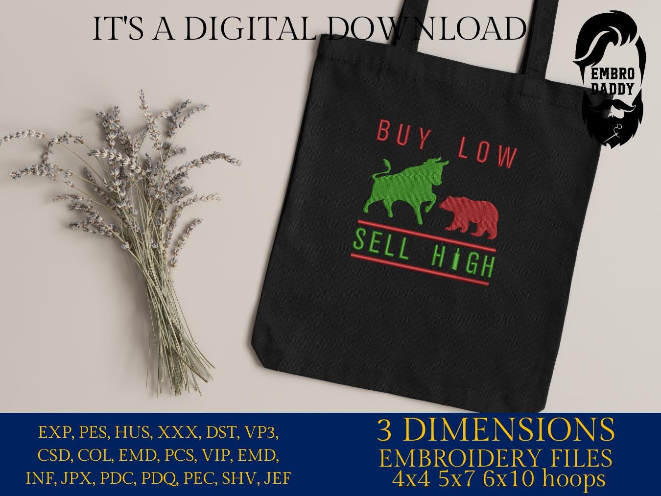 Machine Embroidery, buy low sell high, Bull and Bear Trading, Bitcoin, Trader, Crypto Cricut, Cryptocurrency PES, DST, xxx, hus & more