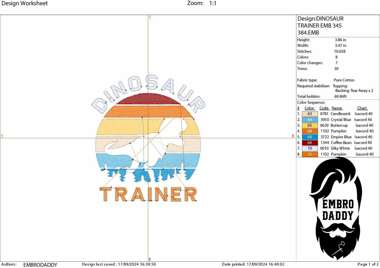 Machine Embroidery files, Dinosaur Trainer, PES, xxx, hus & more