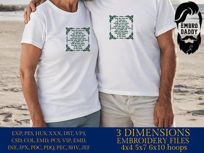 Machine Embroidery files, Irish Blessing, DST, PES, xxx, hus & more