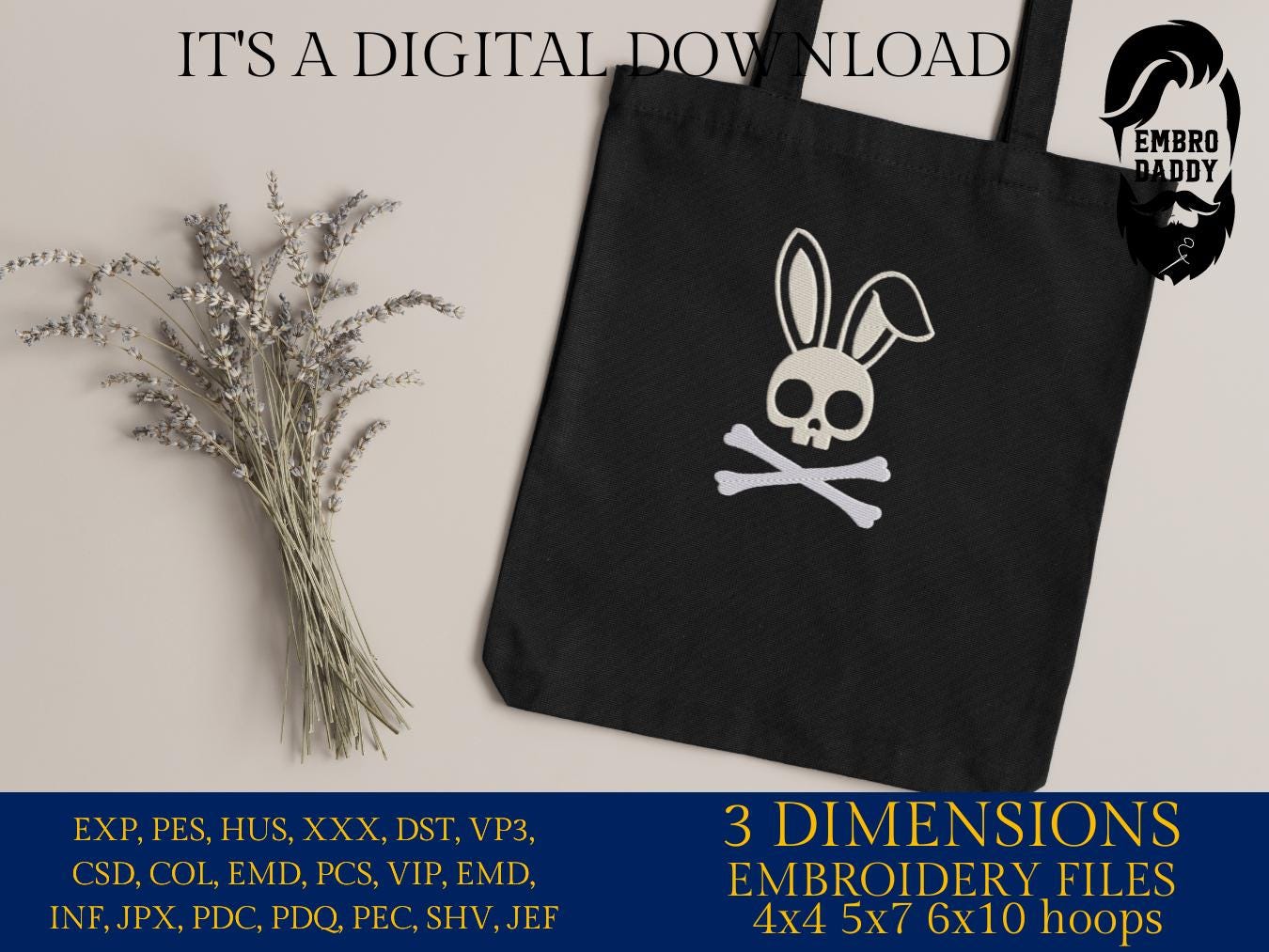 Machine Embroidery, Skeleton Bunny, Funny Easter, Adult Easter, Bunny Skull, Sarcastic PES, xxx, hus & more