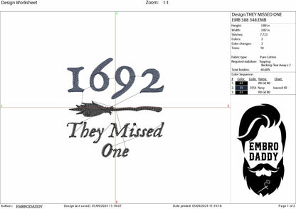 Machine Embroidery, 1692 they missed one, Witch, Halloween Feminism, PES, DST, xxx, hus and more