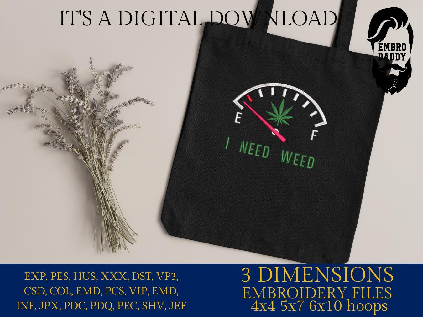 Machine Embroidery files, funny, I need weed, dst, PES, xxx, hus & more