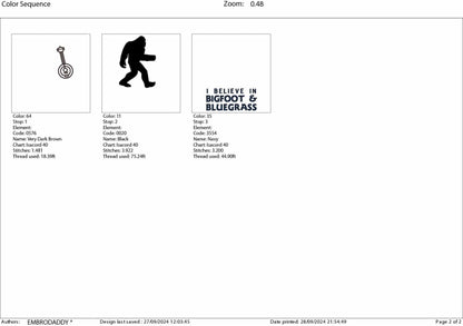 Machine Embroidery files, Bigfoot Banjo, bluegrass, Bigfoot pes, Big Foot, Yeti, Sasquatch PES, xxx, hus & more