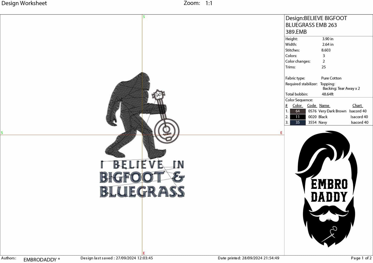 Machine Embroidery files, Bigfoot Banjo, bluegrass, Bigfoot pes, Big Foot, Yeti, Sasquatch PES, xxx, hus & more