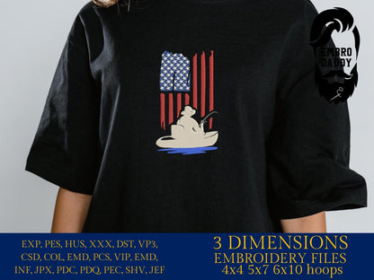 Machine Embroidery files, US Kayak Fishing, Kayaking, Fishing, Angling, PES, DST, xxx, hus & more