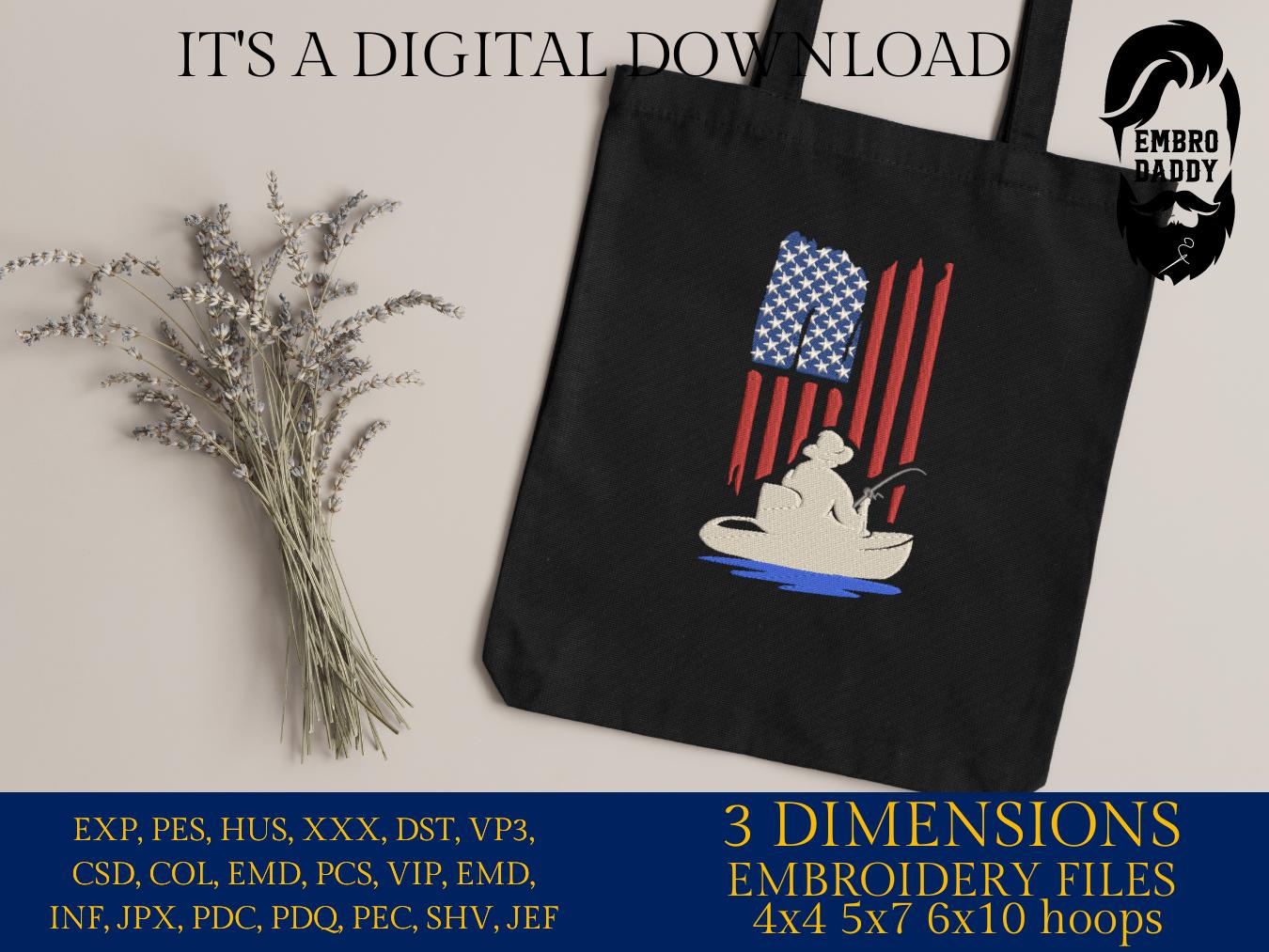 Machine Embroidery files, US Kayak Fishing, Kayaking, Fishing, Angling, PES, DST, xxx, hus & more