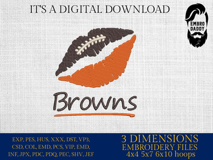 Machine Embroidery, Browns embroidery design, football gift idea PES, xxx, hus & more, wedding, fan embroidery files