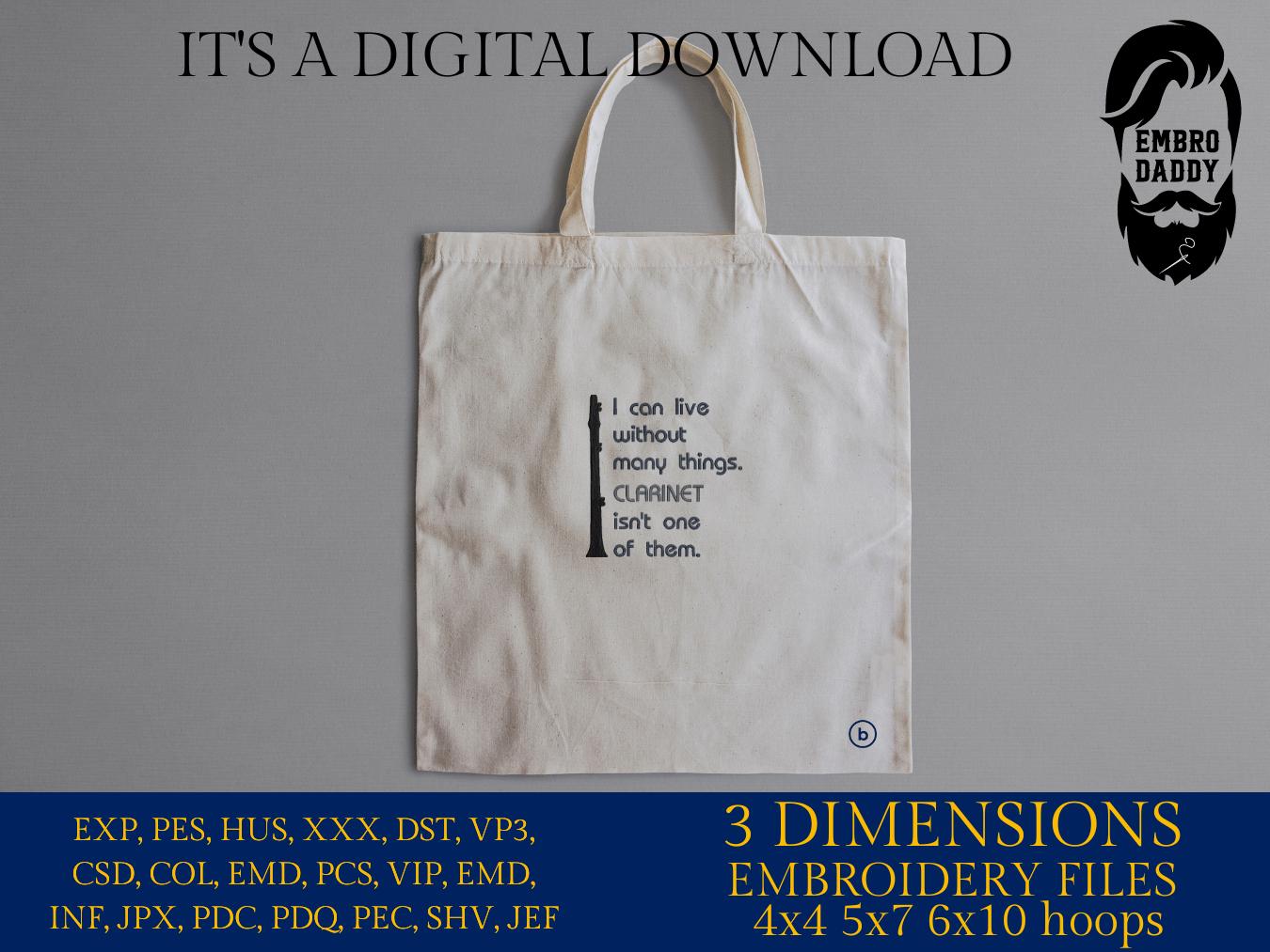 Machine Embroidery files, clarinet, PES, xxx, hus & more