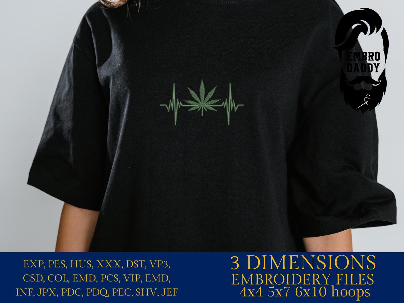 Machine Embroidery files, Funny Weed, heartbeat, Heart beat, EKG, Cannabis, Stoner, Smoking, dst, PES, xxx, hus & more