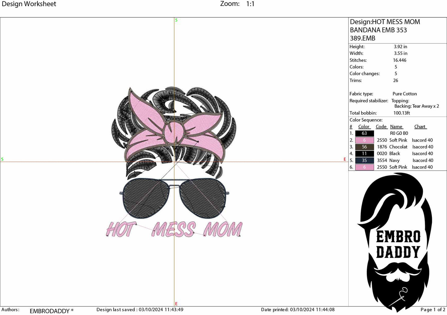 Machine Embroidery files, hot mess mom, PES, dst, xxx, hus & more