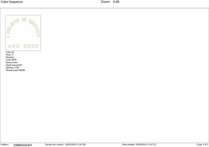 Machine Embroidery files, I believe in bigfoot and beer, PES, xxx, hus & more