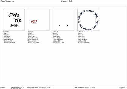 Machine Embroidery files, Girls trip 2025 , PES, xxx, hus & more