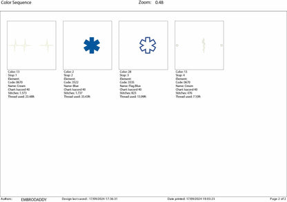 Machine Embroidery files, Heartbeat Pulse EMT Paramedic, Heart beat, EKG, dst, PES, xxx, hus & more