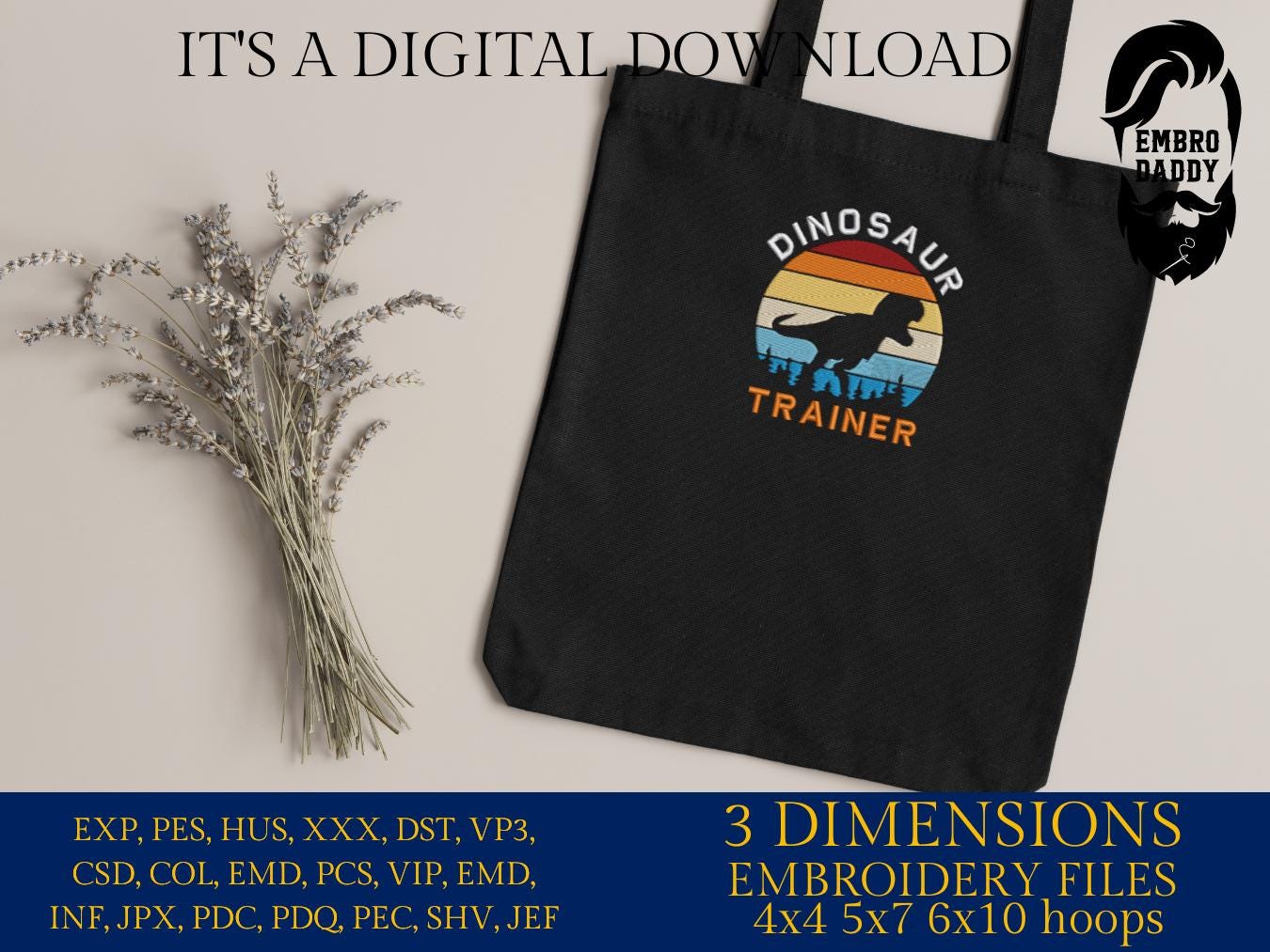 Machine Embroidery files, Dinosaur Trainer, PES, xxx, hus & more