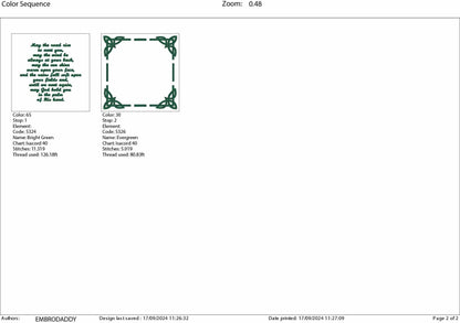 Machine Embroidery files, Irish Blessing, DST, PES, xxx, hus & more