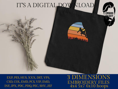 Machine Embroidery files, climber sunset, climbers, PES, DST, xxx, hus & more