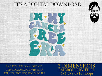 Machine Embroidery files, in my cancer free era, embroidery files, PES, xxx, hus & more, embroidery files