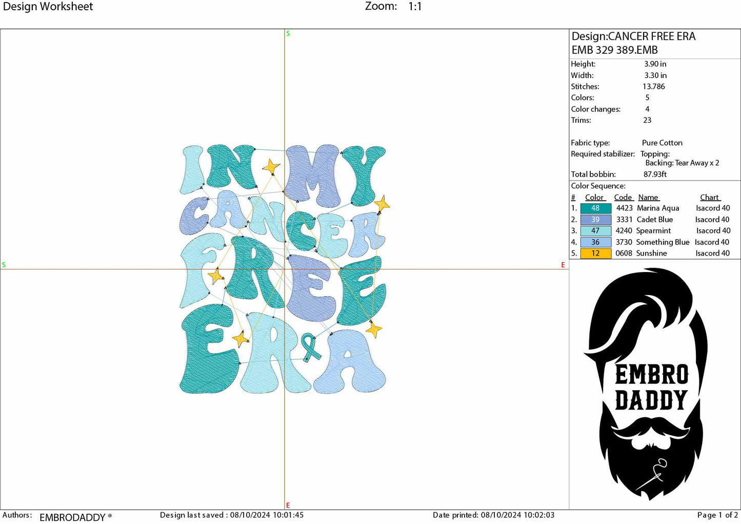 Machine Embroidery files, in my cancer free era, embroidery files, PES, xxx, hus & more, embroidery files