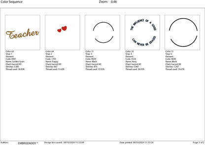 Machine Embroidery files, influence of a good teacher, PES, xxx, hus & more