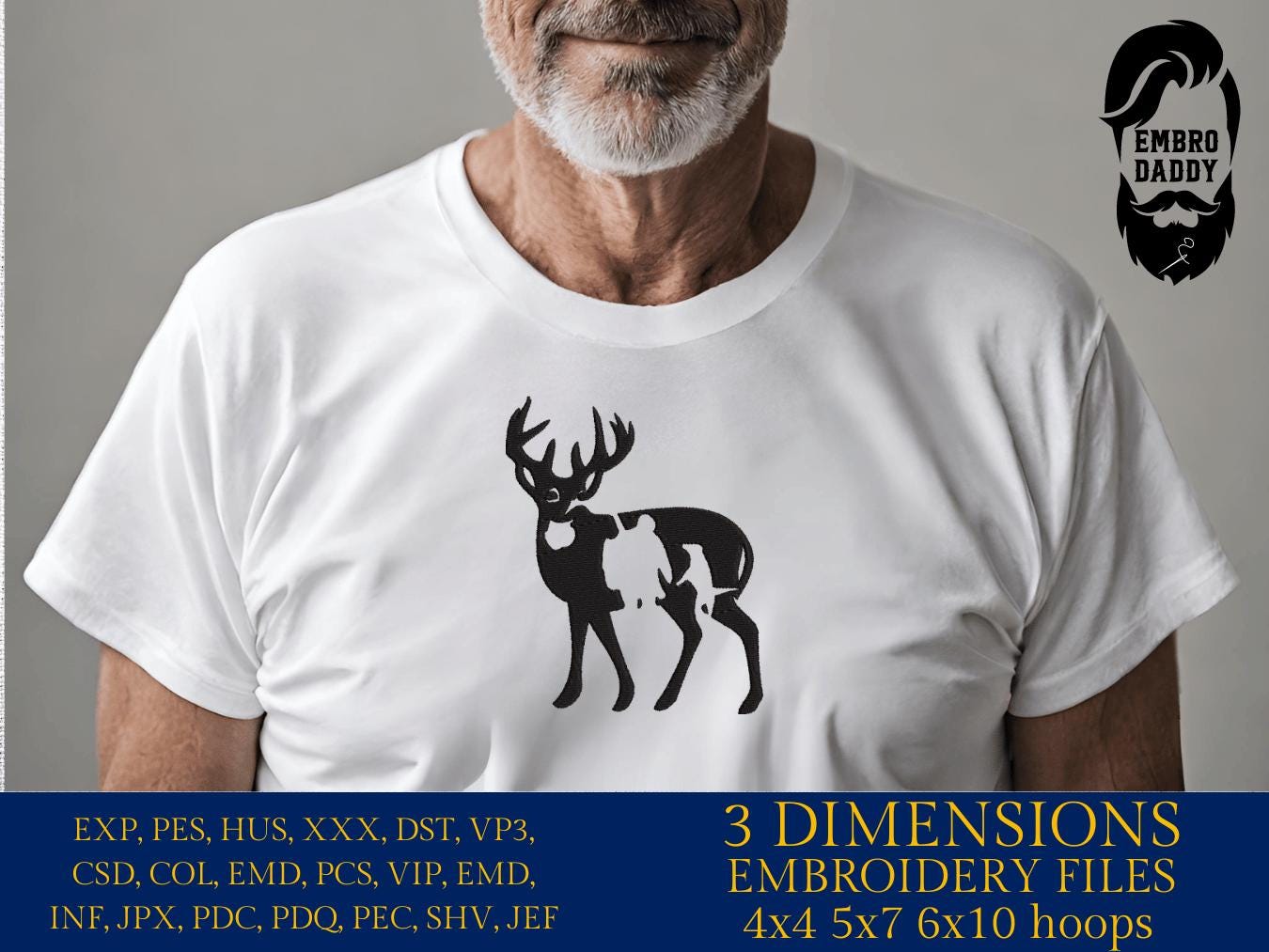 Machine Embroidery files, Hunter buck dog, PES, xxx, hus & more