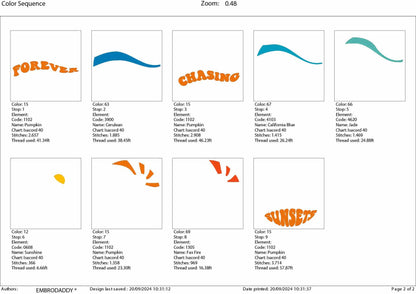 Machine Embroidery files, forever chasing sunset, weavy Design PES, xxx, hus & more