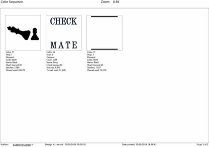 Machine Embroidery files, Check mate, Chess, PES, xxx, hus & more, fan embroidery files
