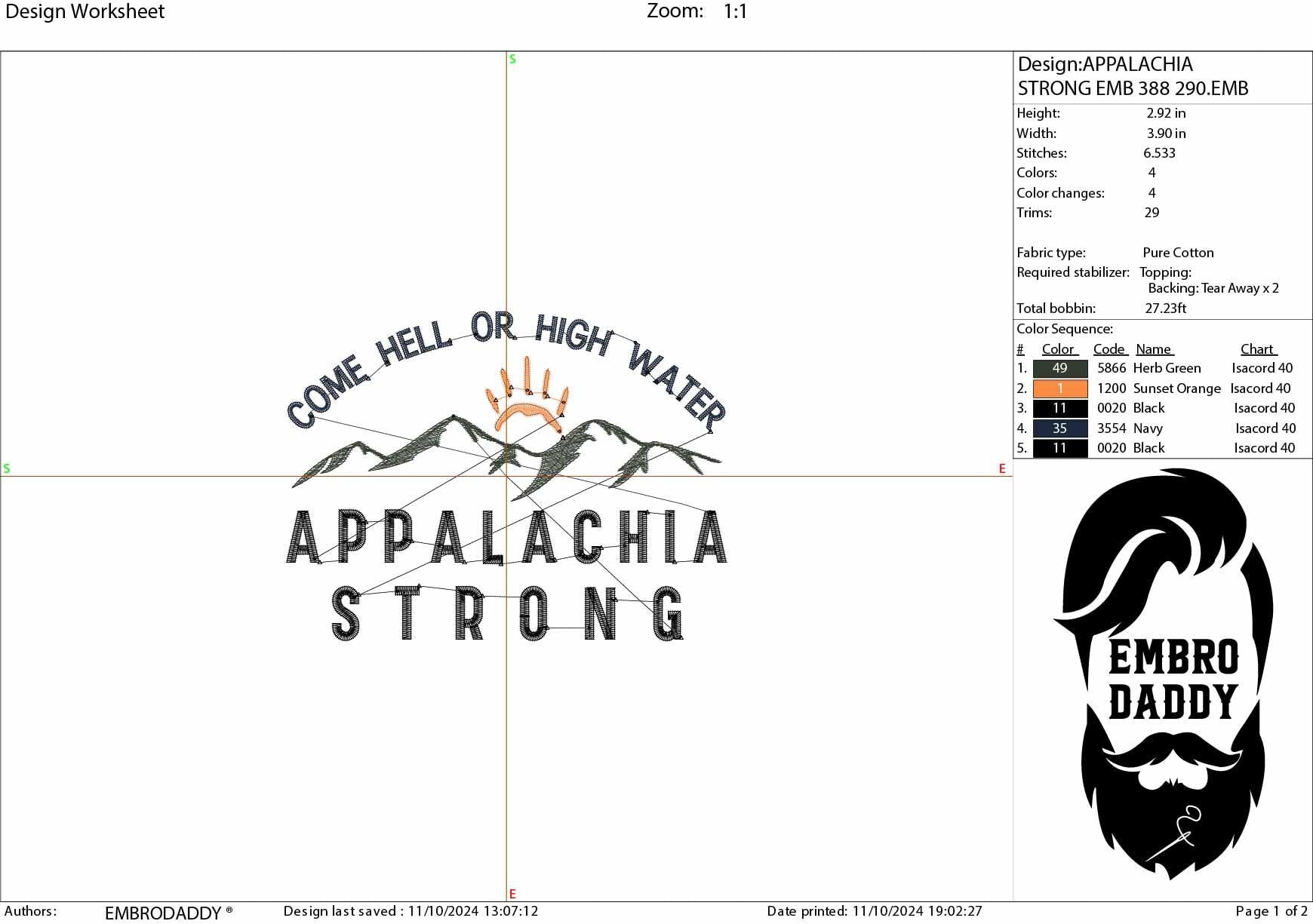 Machine Embroidery files, Appalachia strong, dst, PES, xxx, hus & more