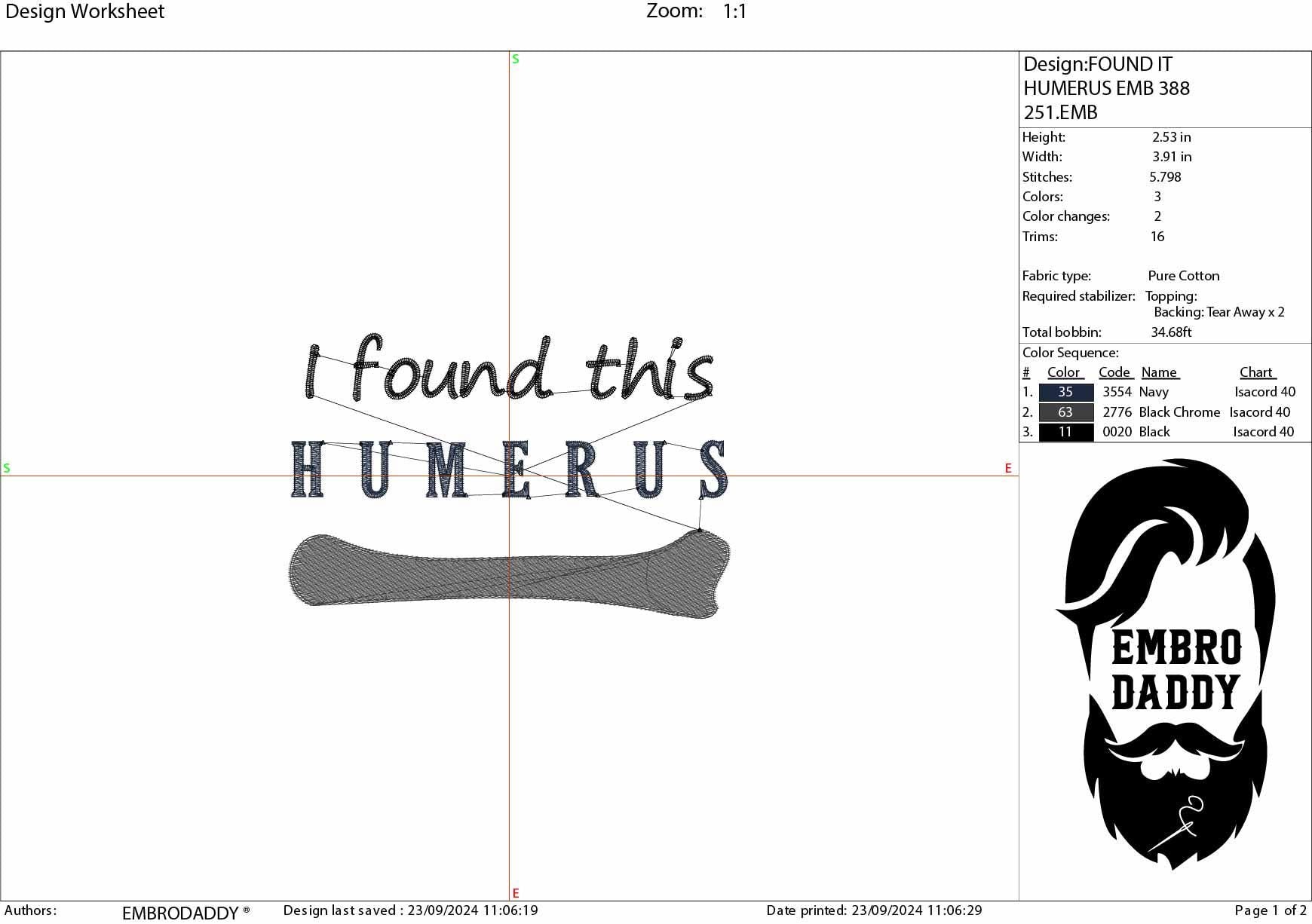 Machine Embroidery files, I found this humerus, Radiology technician Embroidery files, PES, xxx, hus & more