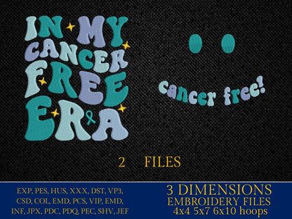 Machine Embroidery files, in my cancer free era, two files, embroidery files, PES, dst, xxx, hus & more