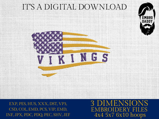 Machine Embroidery files, American Flag, vikings, PES, dst, xxx hus & more