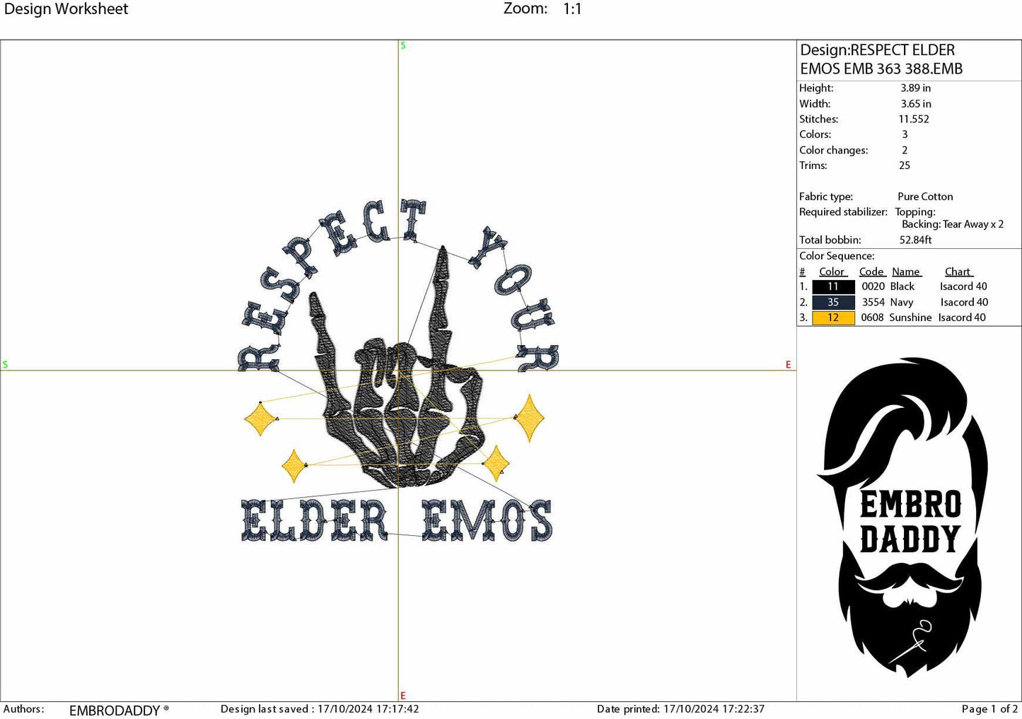 Machine Embroidery files, Respect Your Elder Emos, Elder Emo Unisex, Goth Pop Punk, Elder Emo Birthday, PES, DST, xxx, hus and more