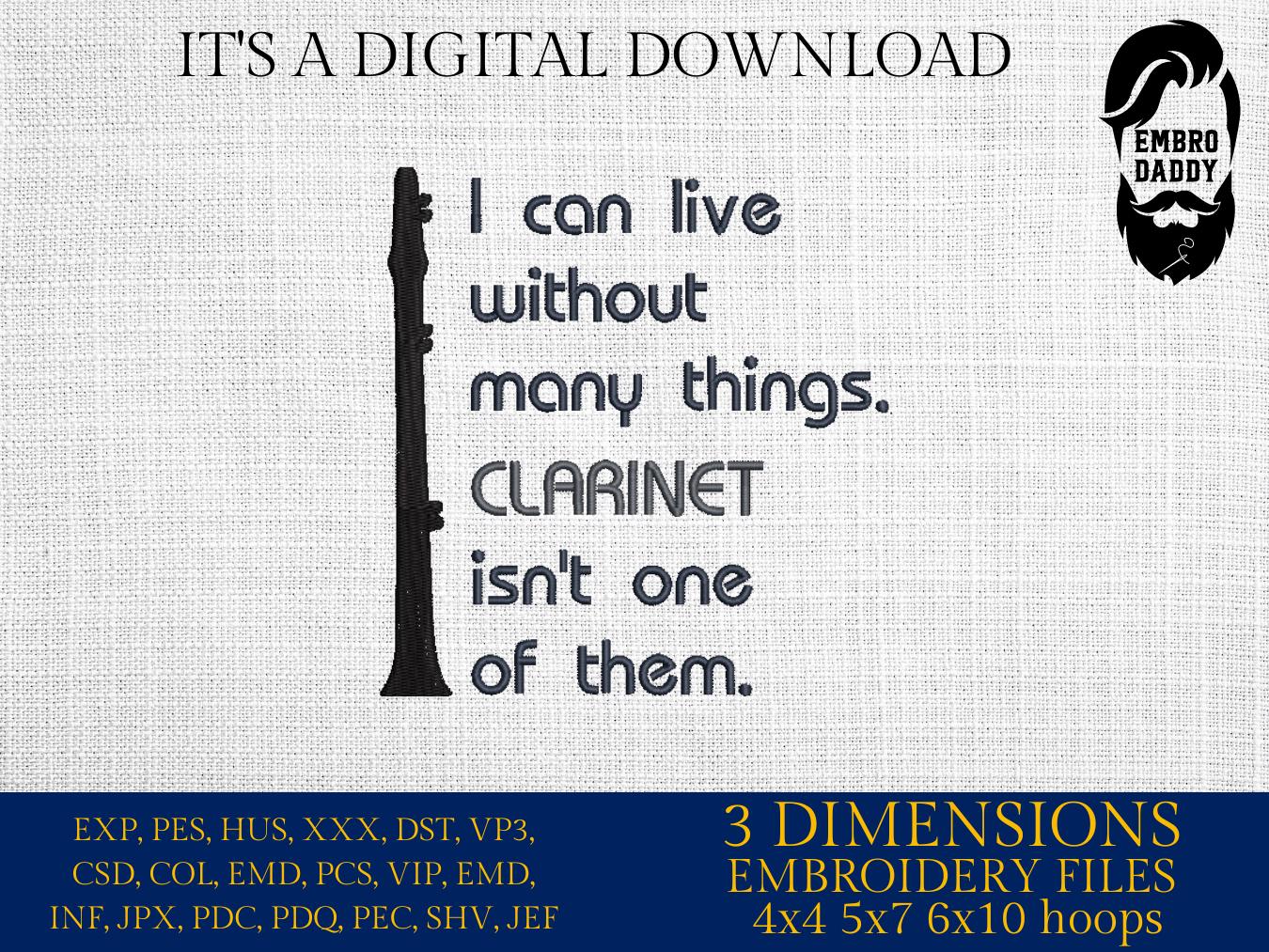 Machine Embroidery files, clarinet, PES, xxx, hus & more