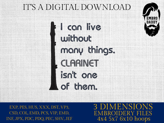 Machine Embroidery files, clarinet, PES, xxx, hus & more