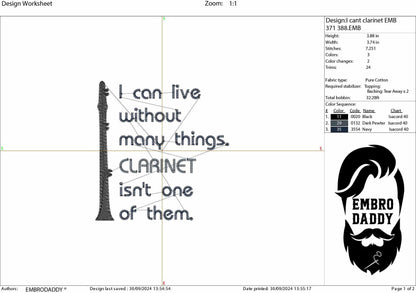 Machine Embroidery files, clarinet, PES, xxx, hus & more