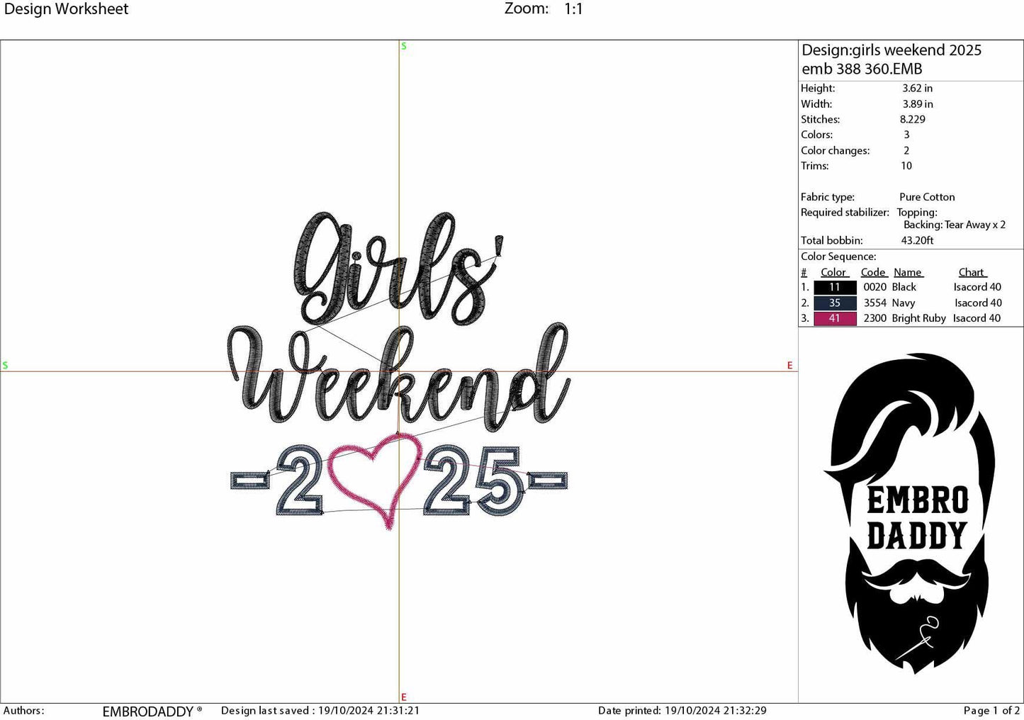 Machine Embroidery files, Girls weekend 2025 , PES, xxx, hus & more