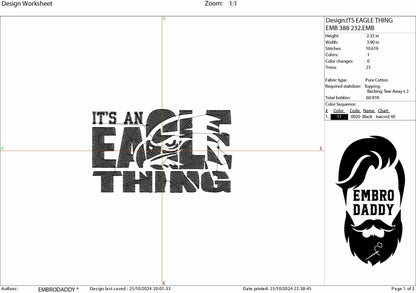 Machine Embroidery files, eagle, football gift idea PES, dst, xxx, hus & more