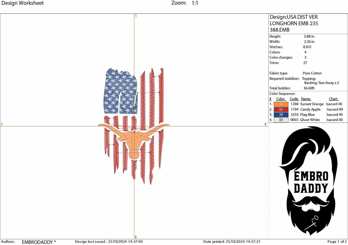 Machine Embroidery files, Longorn, Usa Flag PES, DST, xxx, hus & more