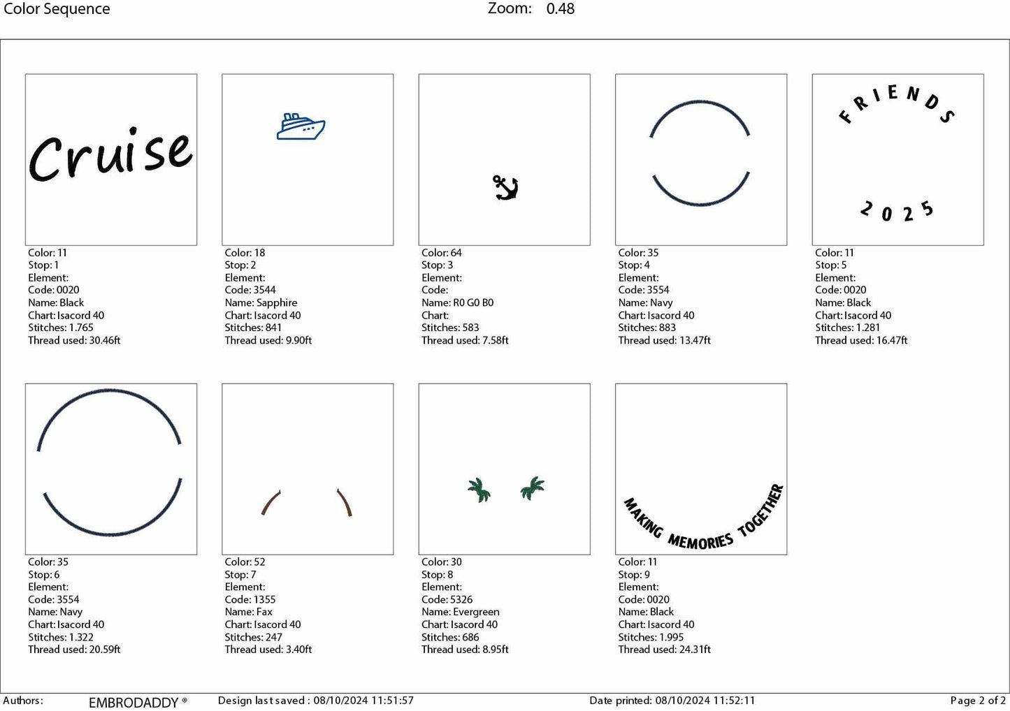 Machine Embroidery files, Friends Cruise 2025, memories together, PES, xxx, hus & more, embroidery files