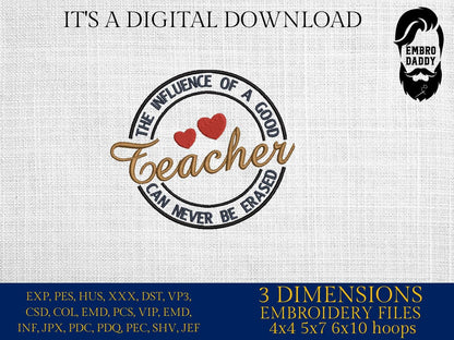 Machine Embroidery files, influence of a good teacher, PES, xxx, hus & more