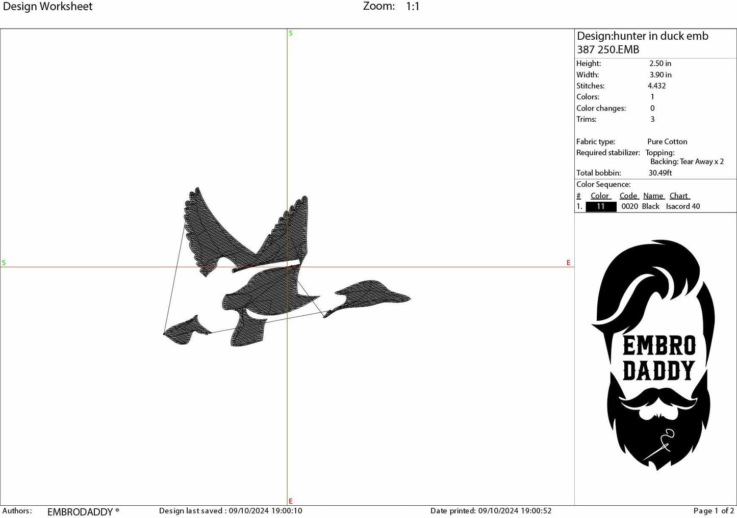 Machine Embroidery files, duck hunting, PES, xxx, hus, dst & more